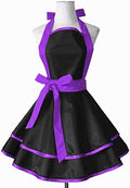 Violet Mist Cute Lovely Retro Aprons for Women Girls Lady Sexy Vintage Aprons Black Purple Vintage 50s Apron Halloween Christmas Apron Cooking Kitchen Ruffle Apron for Housewife Waitress Mother's Gift