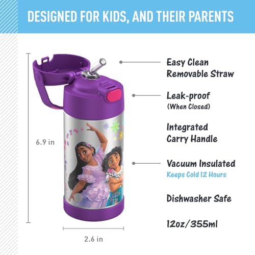 THERMOS FUNTAINER Water Bottle with Straw, 12oz, Encanto