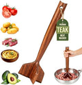 Teak Wooden Meat Chopper, Ground Beef Chopper Tool, Hamburger Smasher, Potato Masher & Chicken Shredder, Durable Wood Meat Pounder Kitchen Utensil, Cooking Gadget 10.5 Inches（RedTeak）