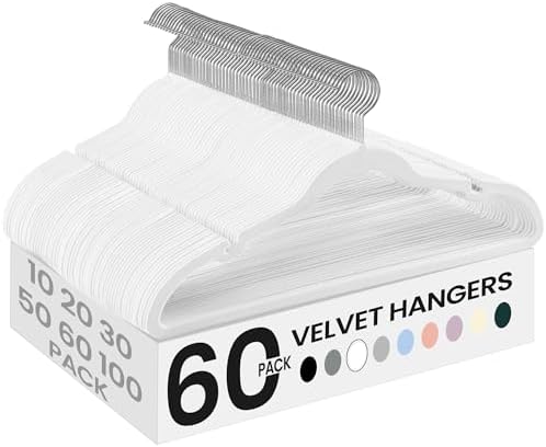 SONGMICS Velvet Hangers 60 Pack, Non-Slip Clothes Hangers, Space-Saving
