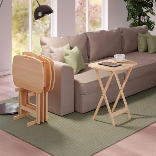 Winsome Lucca Set of 4 Foldable Snack Tables with Storage Rack