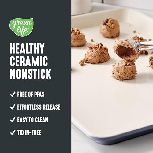 GreenLife 18” x 13” Ceramic Nonstick Half Cookie Sheet, Black