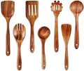 Mooues Wooden Kitchen Utensil Set, 12 Piece Natural Teak with Spoon Rest