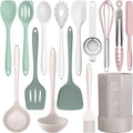 AOTHOD Silicone Cooking Utensils Set - 446°F Heat Resistant Silicone Kitchen Utensils,Spatula,Spoon, Kitchen Utensil Sets Gadgets Tools Set for Nonstick Cookware,Dishwasher Safe BPA FREE (Multicolor)