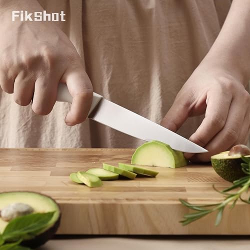 FIKSHOT 6-Piece Kitchen Knife Block Set, Apartment Essentials Knives