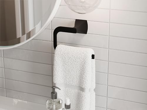 Pfister Bruxie 3-Piece Bathroom Hardware Set with Towel Bar, Towel Ring, and Toilet Paper Holder, Wall-Mounted, Matte Black Finish, BTBBIE3B