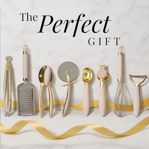 Styled Settings Beige and Gold Kitchen Utensils Set, 8-Piece