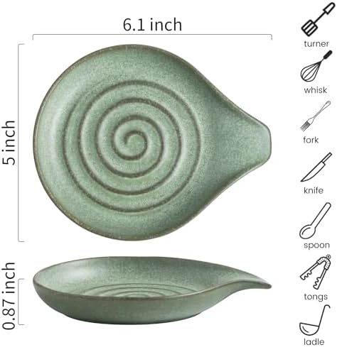 LAUCHUH Spoon Rest for Stove Top,Ceramic Spoon Holder, Kitchen Ladle Holder