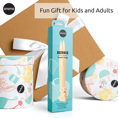 OTOTO Bernie Bunny Toaster Tongs - Rabbit, Salad Servers - Multipurpose Mini Tongs for Appetizers, Wood Utensils & Cute Kitchen Gadgets, Easter, White Elephant Gifts, Toast, Cute Kitchen Accessories