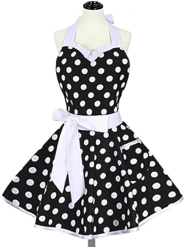Violet Lovely Sweetheart Aprons for Women With Pocket Retro Dot Cute Aprons