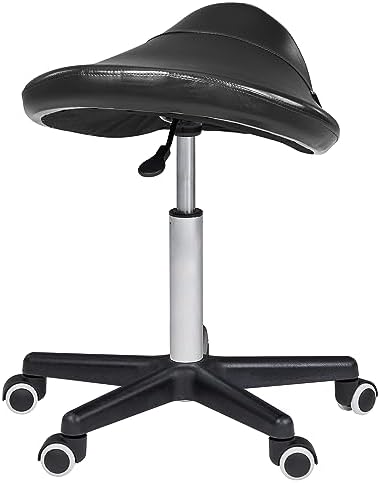 Master Massage Ergonomic Saddle Chair-Saddle Stool- Hydraulic Swivel Rolling Chair-Salon Clinical Tattoo Dentist Clinic Stool, Spas, Salons Stools, Workshop Office-Black