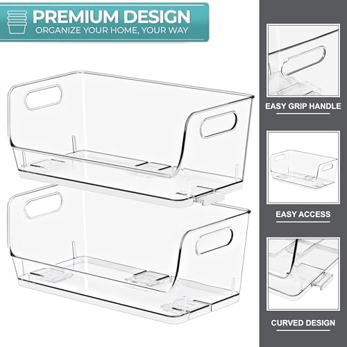 Sorbus Clear Pantry Organizer with Stackable Storage Bins, Open Front