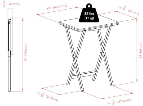 Winsome Sophia Set of 4 Foldable Snack Tables with Storage Rack, Teak