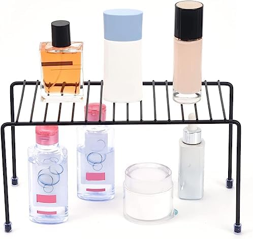 SIBAO Kitchen Shelves, Cabinet Organization Mini Storage Shelf, Storage Rack Organizer for Kitchen, Fridge, Cabinet, Bathroom (Black 6)