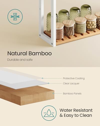 SONGMICS Bamboo Bathroom Shelf, 3-Tier Adjustable Plants Rack
