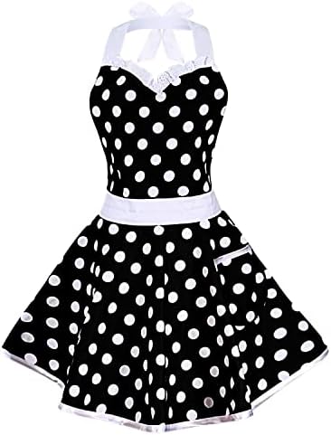 Violet Lovely Sweetheart Aprons for Women With Pocket Retro Dot Cute Aprons