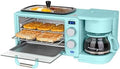 Nostalgia 3-in-1 Retro Breakfast Station - Includes 5 (4 Oz) Cup Coffee Maker, Non-Stick Ceramic Griddle, and 4-Slice Toaster Oven - Built-In Timer, Reusable Coffee Filter, Space-Saving Design - Aqua