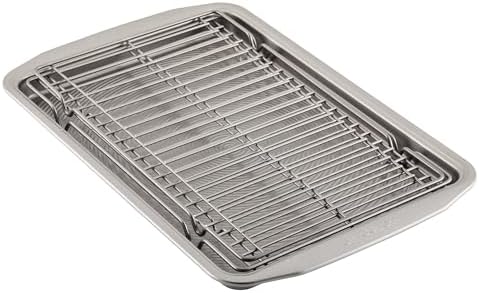 Circulon Bakeware Baking Sheet/Cookie Pan and Cooling Rack Set, 3 Piece, Gray