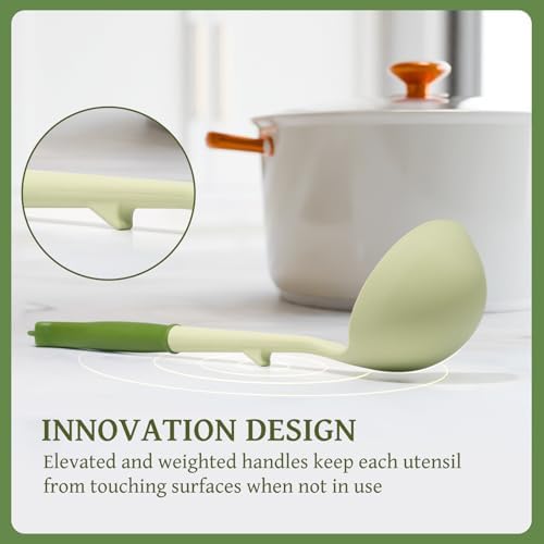 Kikcoin 43 PCS Silicone Kitchen Utensils Set, Dishwasher Safe Kitchen Cooking Utensils Set, 446°F Spatulas Silicone Heat Resistant, Non Toxic Silicone Utensils Set With Two-Tone Grip Handles, Green