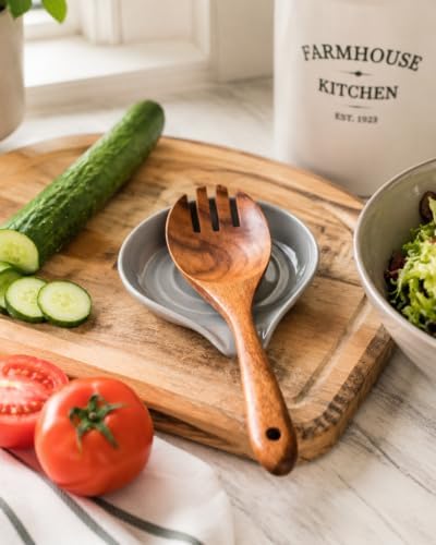 LAUCHUH Spoon Rest for Stove Top, Ceramic Spoon Holder for Kitchen Counter