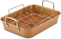 Ayesha Curry Nonstick Roaster / Roasting Pan with Rack - 11 Inch x 15 Inch, Brown