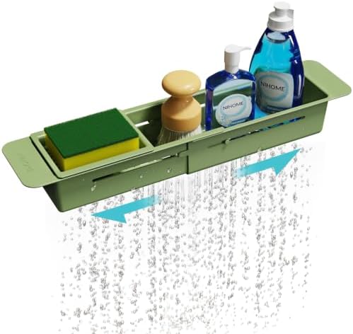 NiHome Extendable Sink Caddy, Small Telescopic Kitchen Brush Holder