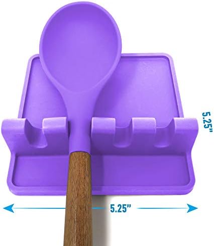 Zulay Kitchen Silicone Utensil Rest with Drip Pad for Multiple Utensils - BPA-Free, Heat-Resistant Spoon Rest & Spoon Holder for Stove Top - Kitchen Utensil Holder for Ladles & Tongs - Mystic Violet