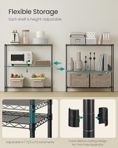 SONGMICS 3-Tier Bathroom Shelf, Storage Rack for Small Space