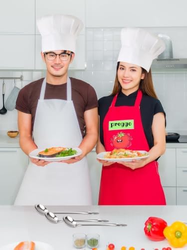 8 Pcs Pregnant Chef Couples Costume Set 2 Preggo Sauce Jar Apron 2 Cook Apron Chef Apron with 2 Hat and 2 Soup Spoon for Couples