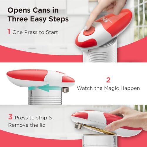 Kitchen Mama Auto Electric Can Opener, Battery Operated, Red