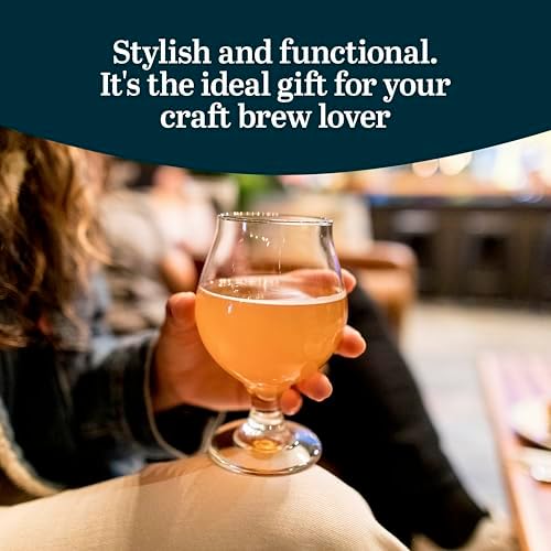Libbey Craft Brews Classic Belgian Beer Glasses, Stemmed, Dishwasher Beer Glass Set of 4, 16 Oz, Tall Tulip Glasses for Belgian Ale, Lager and More