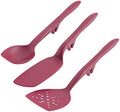 Rachael Ray 47916 3-Piece Lazy Tool Nylon Slotted Turner Set, Burgundy