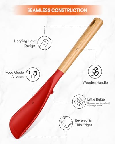 Badiano Silicone Cooking Spoon for Nonstick Cookwares, Multi-function,13.4"