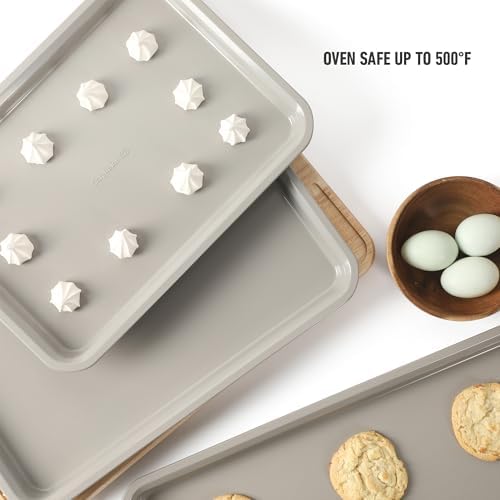 Calphalon Legacy Cookie Sheet Set, 3-Piece Nonstick Baking Sheets 18 15 13 Inch Cookie Baking Sheet, Metal Baking Sheet, Taupe, PFOA-Free for Even Baking, Oven Safe Cookie Pans for Baking