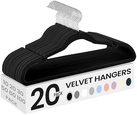 SONGMICS Velvet Hangers 20 Pack, Non-Slip Clothes Hangers, Space-Saving