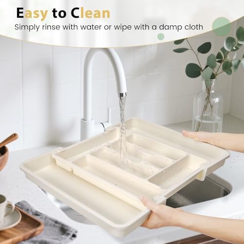 Caperci Large Silverware Organizer Tray for Kitchen Drawer Utensils Thicker