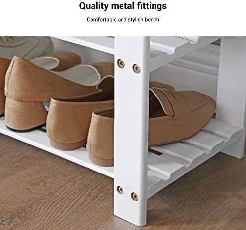 SONGMICS Bamboo Shoe Bench, 3-Tier Shoe Rack, 11.9 x 28.3 x 19.2 Inches