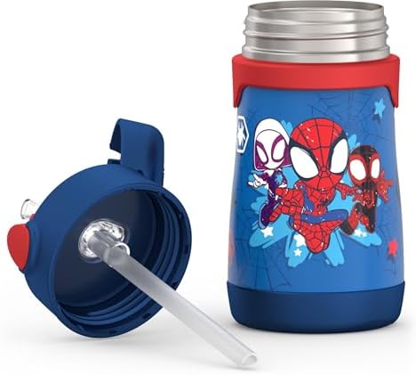 THERMOS Vacuum Insulated Stainless Steel 10oz Straw Bottle, Spidey and His Amazing