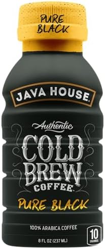 Java House Cold Brew Coffee Ready to Drink Bottles - Pure Black - 6 Pack of 8oz Bottles - 100% Arabica Coffee