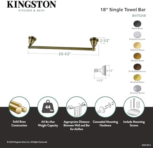 Kingston Brass BA1752AB Heritage 18" Towel-Bar, Antique Brass
