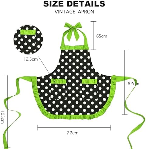 Violet Mist Vintage Apron Pockets Women Cute Polka Dot Retro Stylish Apron