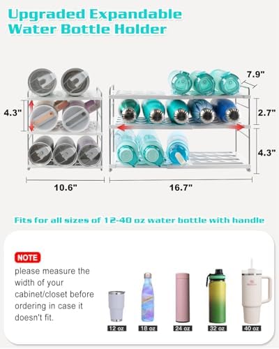 Cirhy 3-Tier Expandable Water Bottle Organizer Holder for 12-40oz Tumblers