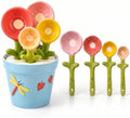 Cute Flower Ceramic Measuring Spoons Set with Base, Kitchen Decorate Gifts