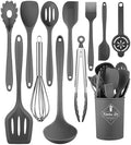 Gray Kitchen Utensils Set-12 Pieces Silicone Cooking Utensils Set