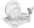 Umbra Sinkin Dish Drying Rack, in Sink or Countertop Drainer, White/Nickel