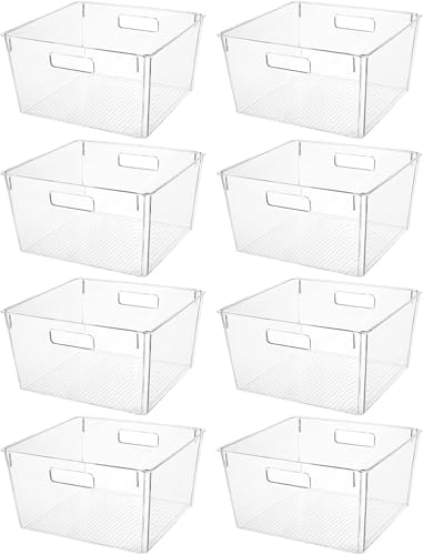 Clear Extra Large Plastic Storage Bins, Perfect for Pantry Organizers and Storage Containers Fridge Organizer Plastic Bins Kitchen Organizer Bin for Organizing Under Sink Refrigerator Organization