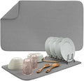 S&T INC. Dish Drying Mat, 18" x 30", Jumbo, Grey