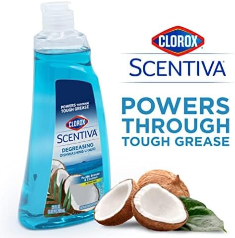 CLOROX Scentiva Dishwashing Liquid Soap | Smells Great and Cuts Through Grease Fast | Quick Rinsing Formula for a Powerful Clean You Can Trust, Pacific Breeze & Coconut, 26 Oz (Pack of 6) | Ultra-concentrated formula, bleach-free, cuts through food res...