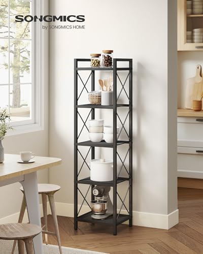 SONGMICS 5-Tier Steel Storage Rack, Shelving Unit with X Side Frames
