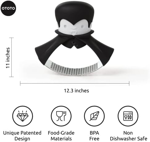 OTOTO Rockula Garlic Press Rocker - Garlic Masher, Garlic Rocker, Rocking Garlic Press Stainless Steel - Garlic Smasher Spooky Gifts - Easy to Clean